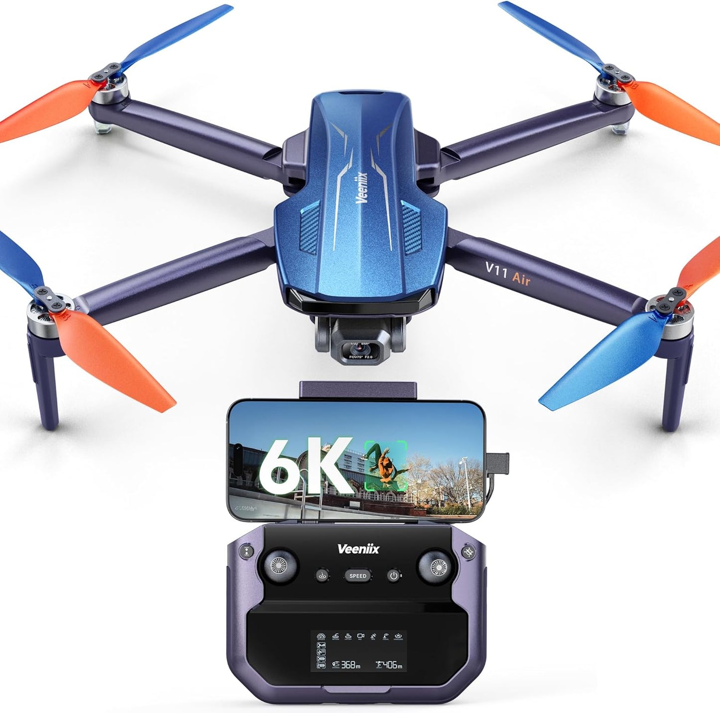 V11Air Drone with 6K UHD Camera for Adults and Beginner, 3-Axis Brushless Gimbal, 4K/30FPS Video, Plus 70Mins Flight Time with 2 Batteries, 10000Ft FPV Digital Transmission and Auto Return