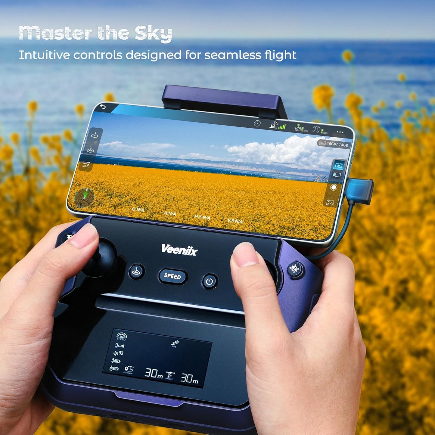 V11Air Drone with 6K UHD Camera for Adults and Beginner, 3-Axis Brushless Gimbal, 4K/30FPS Video, Plus 70Mins Flight Time with 2 Batteries, 10000Ft FPV Digital Transmission and Auto Return