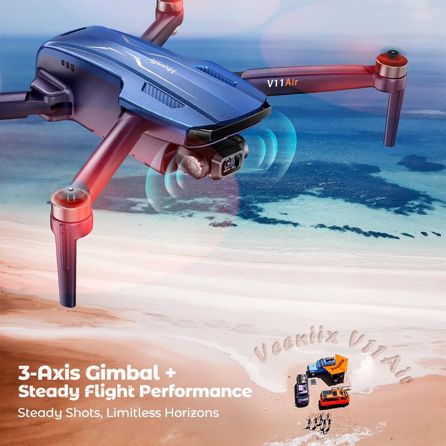 V11Air Drone with 6K UHD Camera for Adults and Beginner, 3-Axis Brushless Gimbal, 4K/30FPS Video, Plus 70Mins Flight Time with 2 Batteries, 10000Ft FPV Digital Transmission and Auto Return